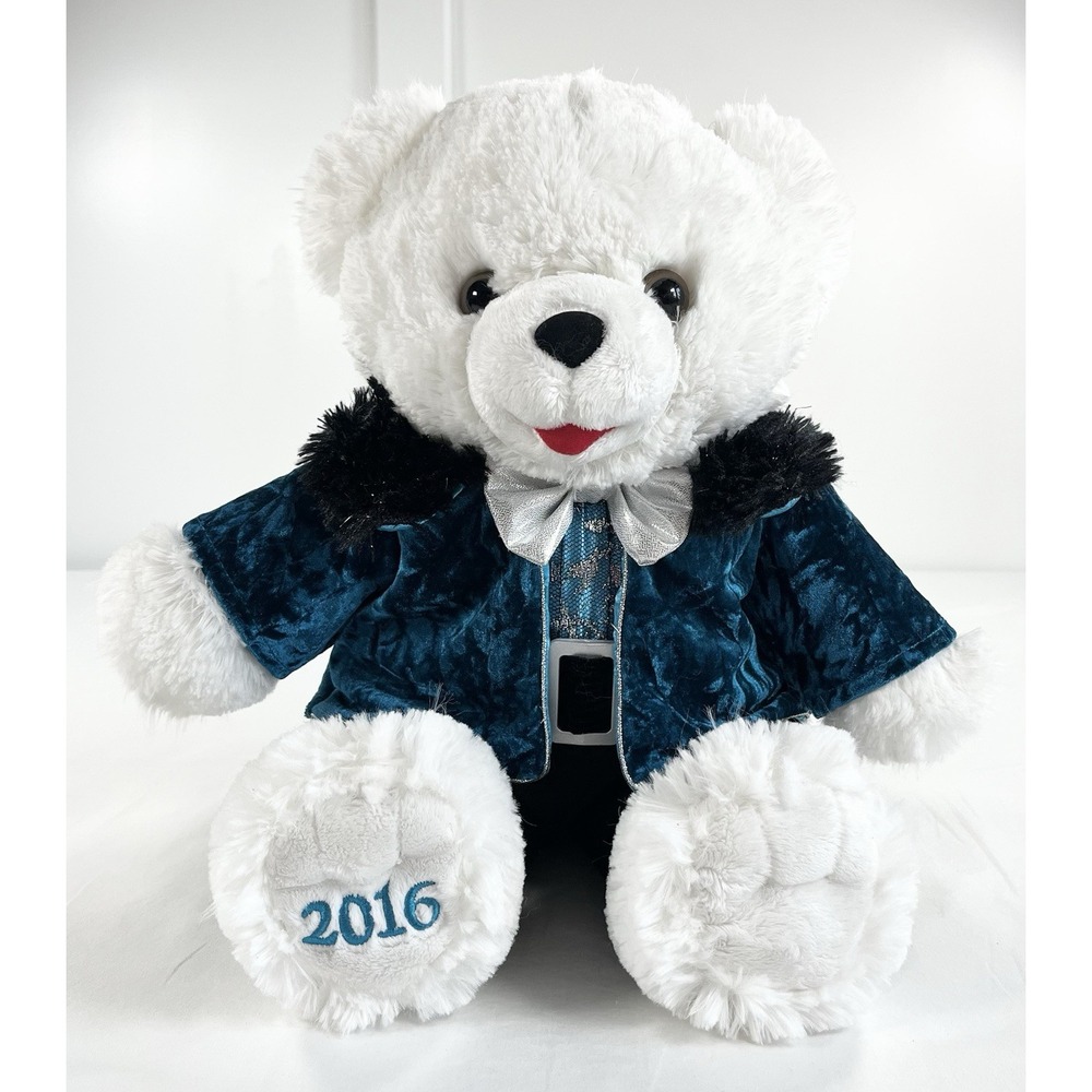 Dan Dee Snowflake Teddy Bear 2016 White Plush 20" Christmas Blue Velvet Jacket